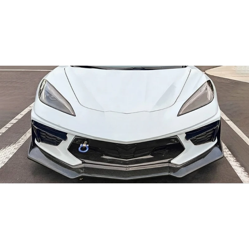 High Quality Dry Carbon Fiber Front Bumper Lip Spoiler Exterior Aero Accessories C8 Z07 ZR1 Stingray 2019‑2024