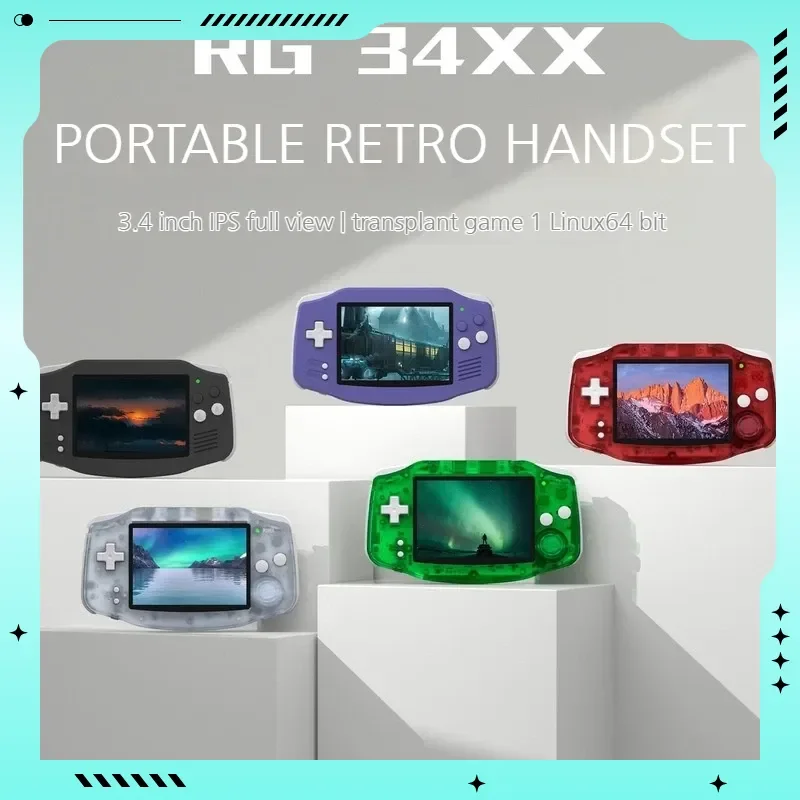 

AMPOWN RG 34XX Portable Retro Game Players 3.4'' Ips Vibration Motor Classic Video Game Console Retro Arcade Boys Birthday Gifts