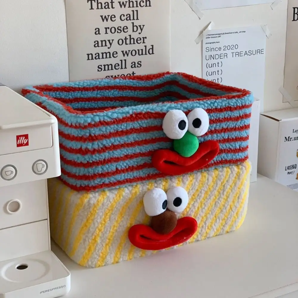Space Saving Clown Storage Box Multipurpose Funny Cosmetics Storage Basket Rectangle Stripe Stationery Storage Rack Household