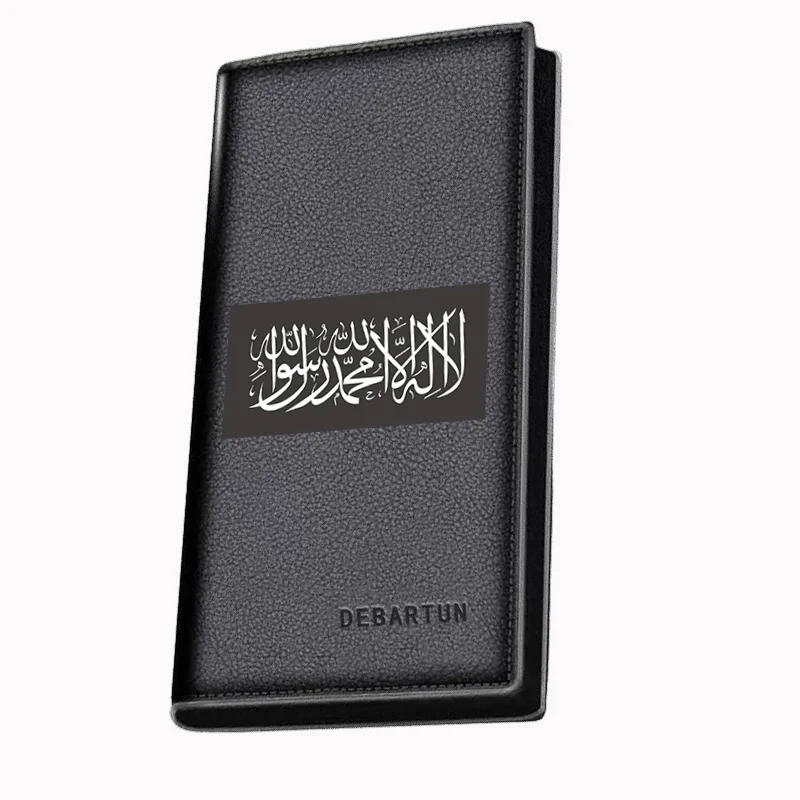 Islamic calligraphy beautiful white on gray Men's Long Wallets Business Stylish Printing Design Casual Use Christmas Valentine's