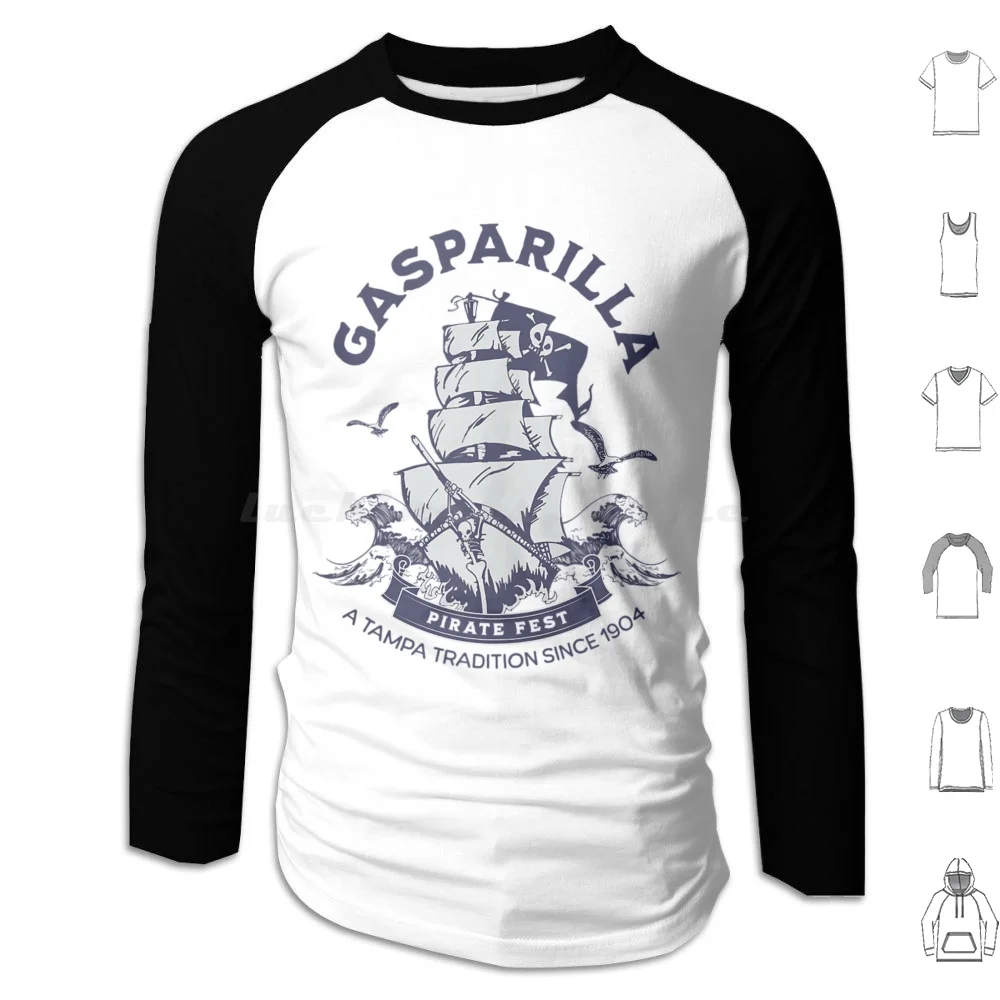 

Gasparilla Pirate Fest Сувенир Пиратский корабль Тампа Флорида Толстовка Хлопок с длинным рукавом Забавные пиратские костюмы пирата