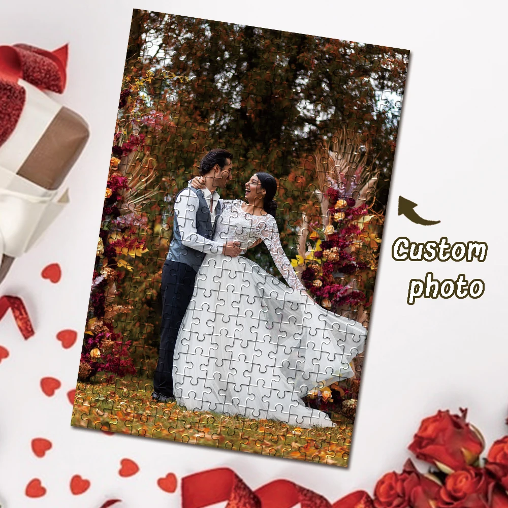 Personalized Wooden puzzle pieces that can upload photos on their own Couples, family creative gifts, souvenir puzzles view 3