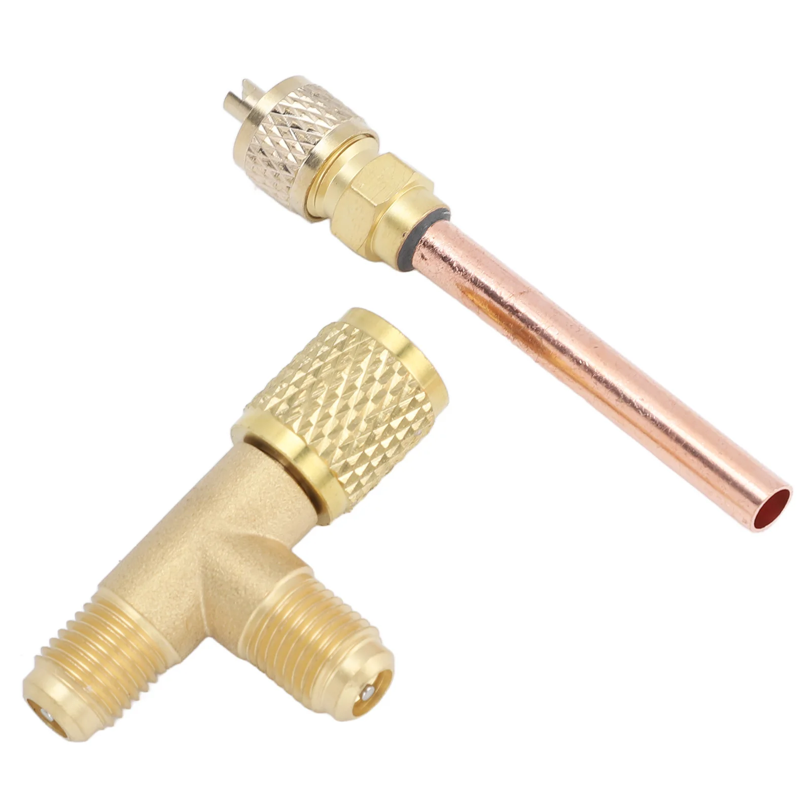 Conector en T de válvula de 1/4 pulgadas, adaptador en T de acceso rápido, conexión rápida con válvula de retención unidireccional para medidor de vacío R22 R12 R134