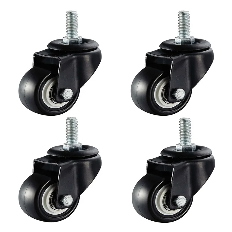 1.5 Inch Swivel Caster Wheels PU 360 Degree Threaded Stem Caster Wheel, M8 x 15mm, 330lb Total Load Capacity, Pack of 4