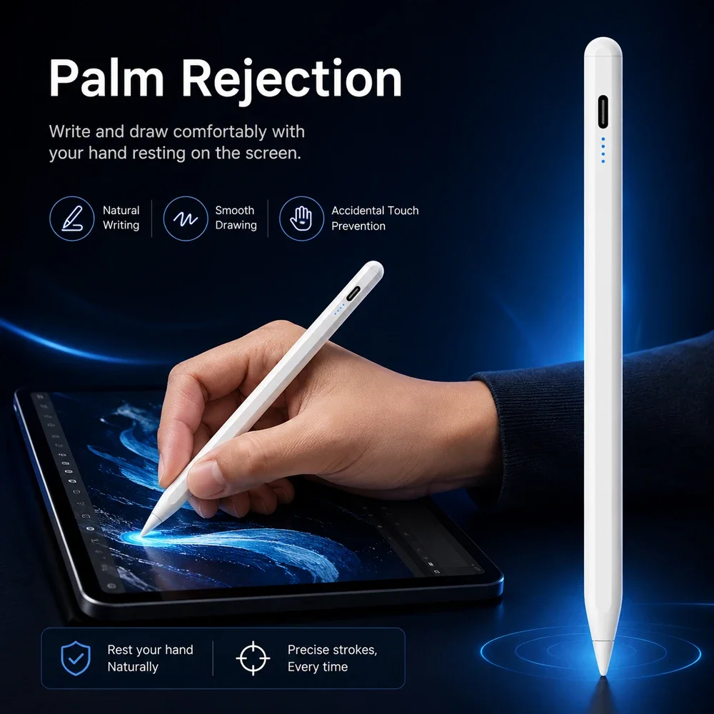 For iPad Pencil With Palm Rejection Stylus Pen For iPad 7/8/9/10/11th Gen Air 4/5/6 Pro 11/12.9/13 M4 Mini 6/7 iPad Accessories