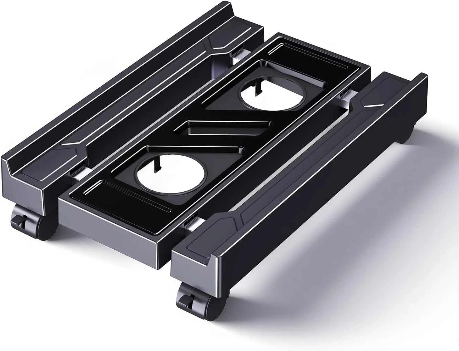 Adjustable PC Tower Stand, Mobile CPU Holder with 4 Locking Wheels,Wide Base Computer Riser for Floor & Carpet, 110 lbs Capacity