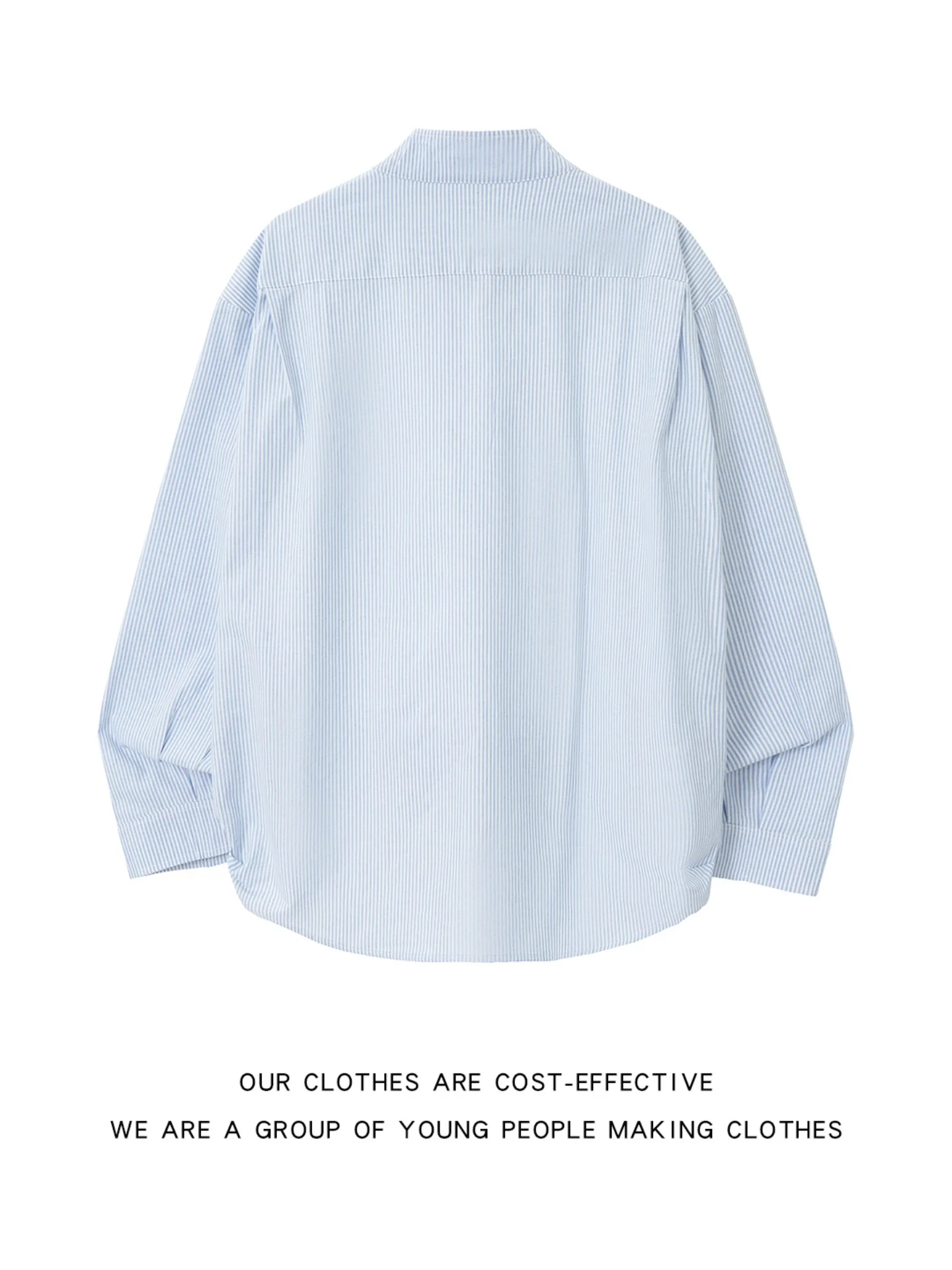 Loose Men's Blue Striped Shirt Casual Deep V-Neck Design Couple's Fake Two-Piece Long Sleeve Sunscreen Regular Fit Summer Shirt