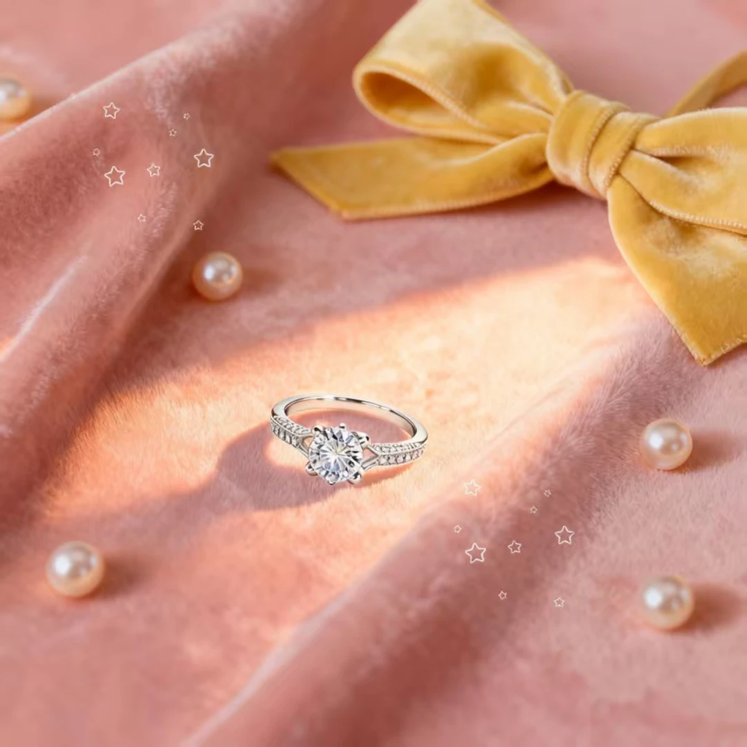 

Набор украшений из стерлингового серебра 925 пробы с розами - сверкающее колье и кольцо с фианитами в подарочной коробке, подарок на Рождество или день рождения для жены, дочери, подруги