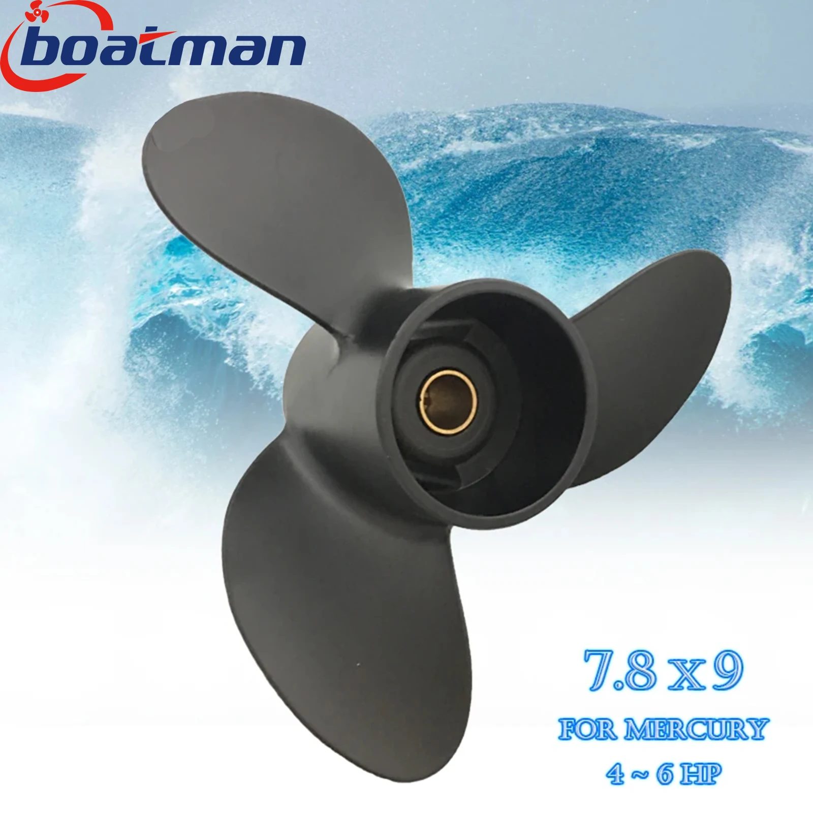 BoatMan 7.8x9 Boat Propeller for Mercury Tohatsu Outboard Motor 4HP 5HP 6HP 12 Tooth Spline 48-812951A02 Boat Parts Accessories