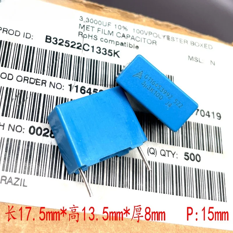 

5PCS original Siemens MKP 335 3.3uf 3u3 100v 63v safety capacitor B32522C1335K