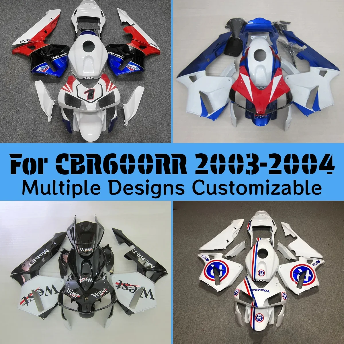 

For HONDA CBR600RR 2003 2004 Fairings Motorcycle CBR 600RR 03 04 ABS Painted Fairing Kit Injection Molding Fit