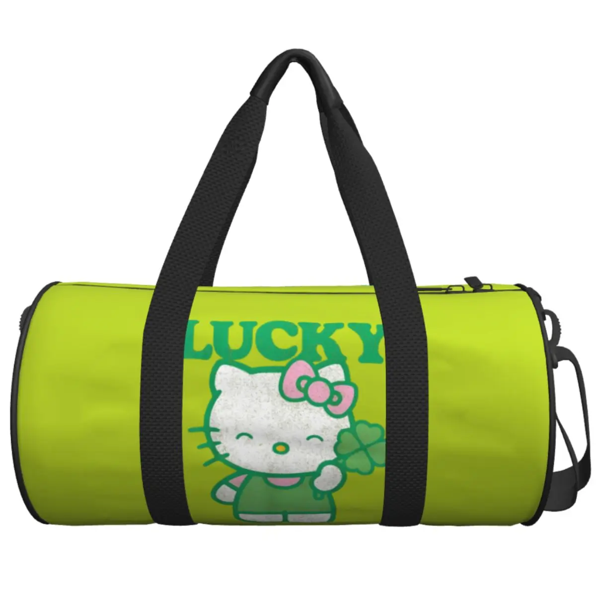 Hello Kitty Lucky Clover Travel Bag Luggage Gym Bag Men Custom Large Funny Sports Fitness BagsOxford Handbags