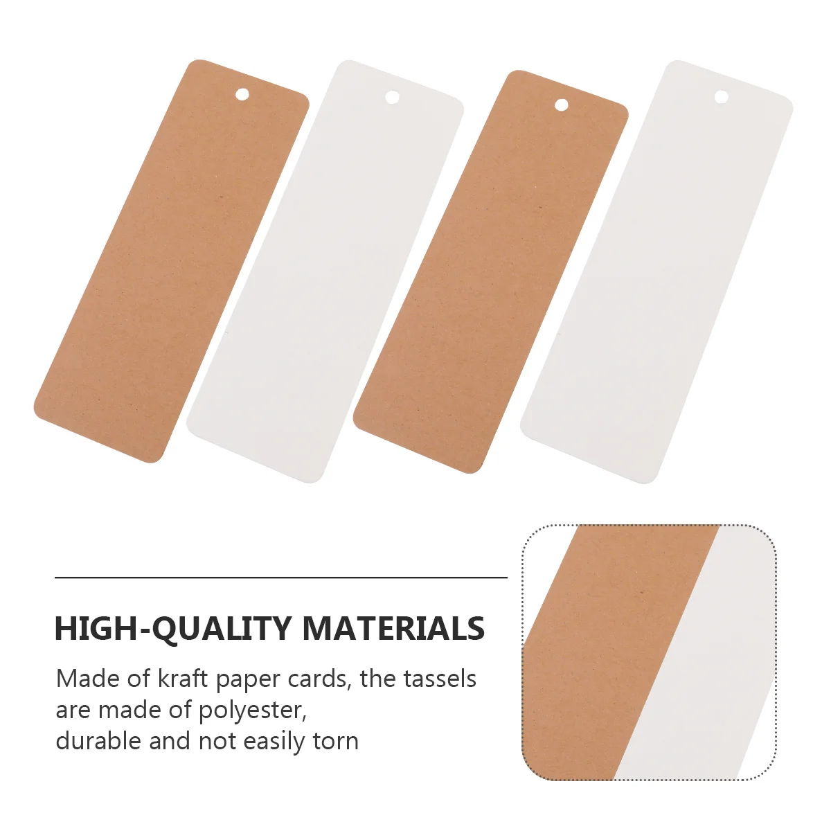 

DIY Bookmark Kit Blank Kraft Cardstock Bookmarks Pre-Punched Holes Rounded Edges Tassels for Crafts Stationery Tags Handmade