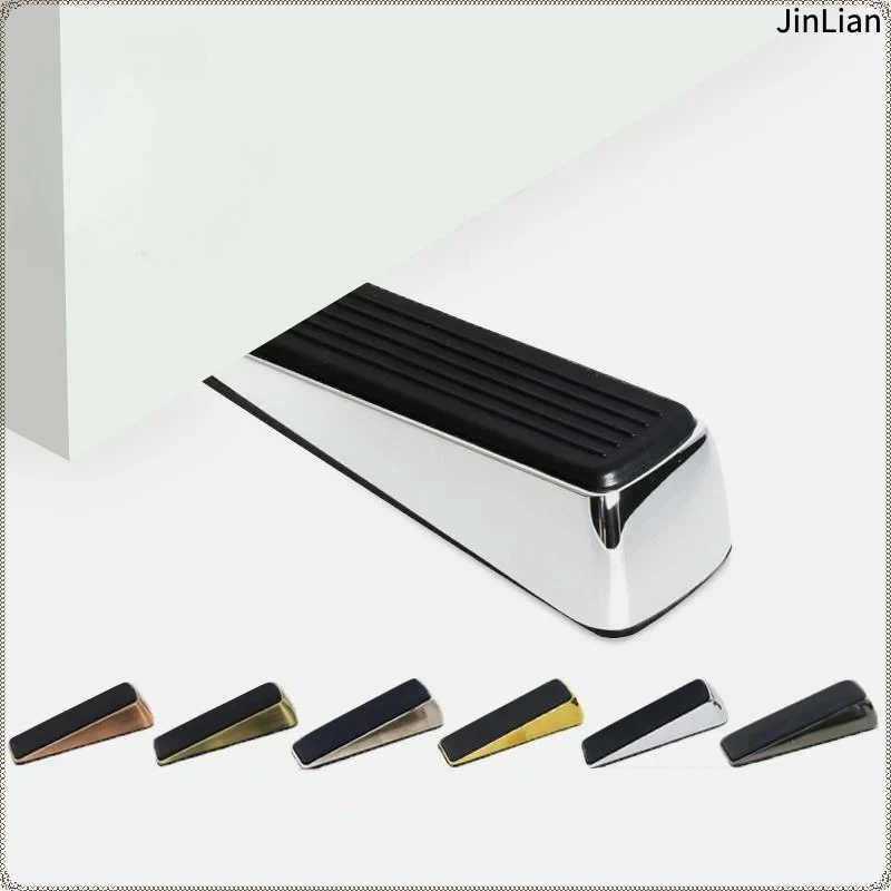YM Nail-free Zinc Alloy Wedge Stop Door Stopper Rubber Hidden Door Holders Bronze Gold Black Bright Chrome Hardware