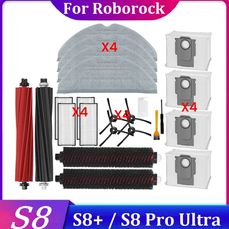 

Accessories Kit For Roborock S8 / S8 Plus/ S8 Pro Ultra Vacuum Cleaner Parts Main Side Brush Filters Mop Pad Dust Bags