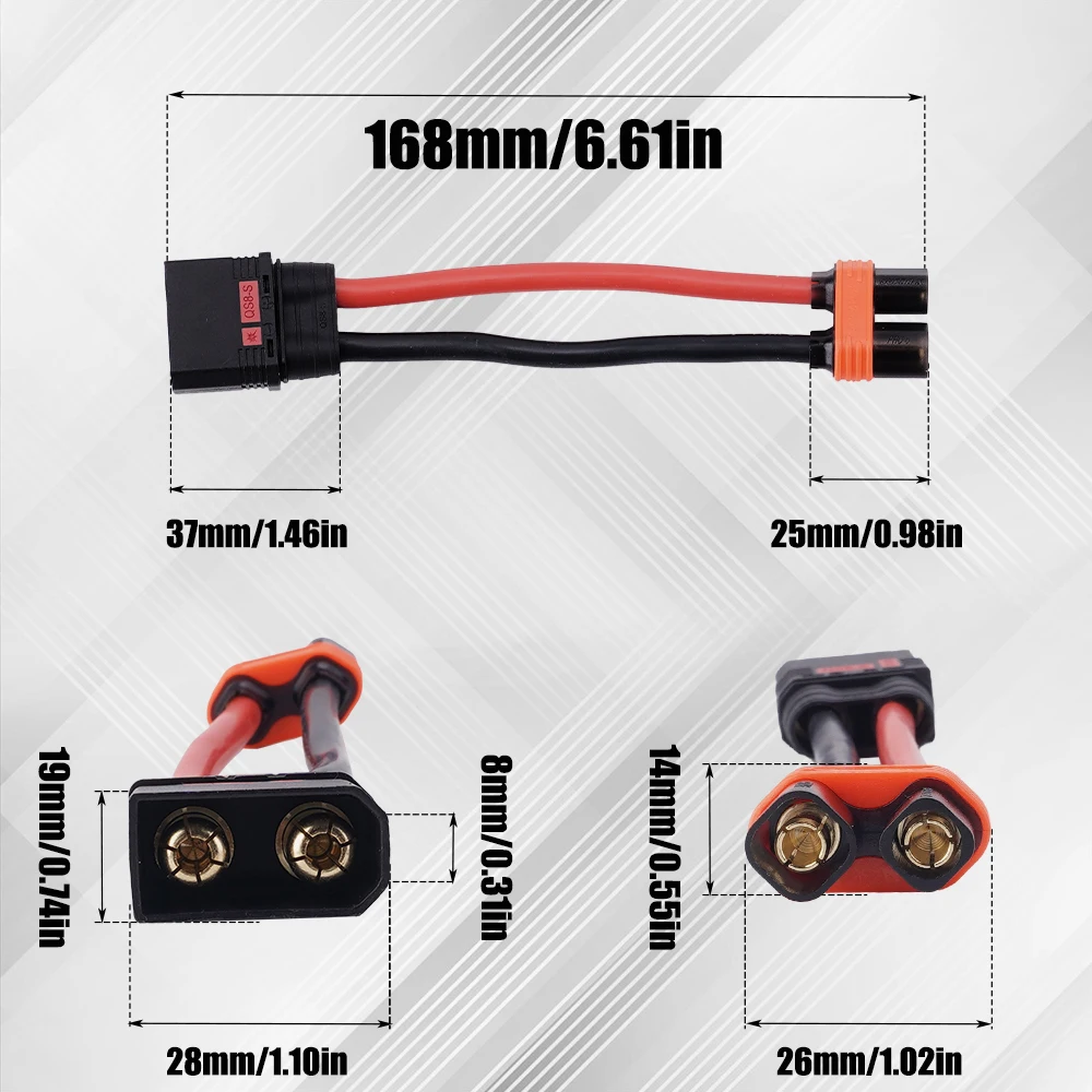 Złącze żeńskie QS8 na 6 mm męskie lub męskie na 6 mm żeńskie złącze 8AWG 10 cm do przewodu adaptera akumulatora Sur Ron EBMX — zdjęcie 7