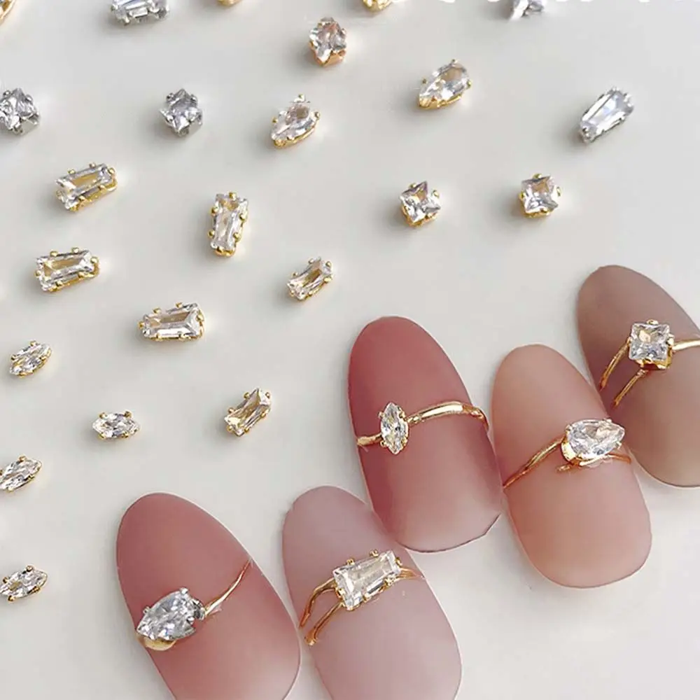 Fai da te zircone manicure ornamenti per unghie quadrati strass per unghie in cristallo ciondoli per nail art decorazione per unghie con diamanti set di gioielli per unghie