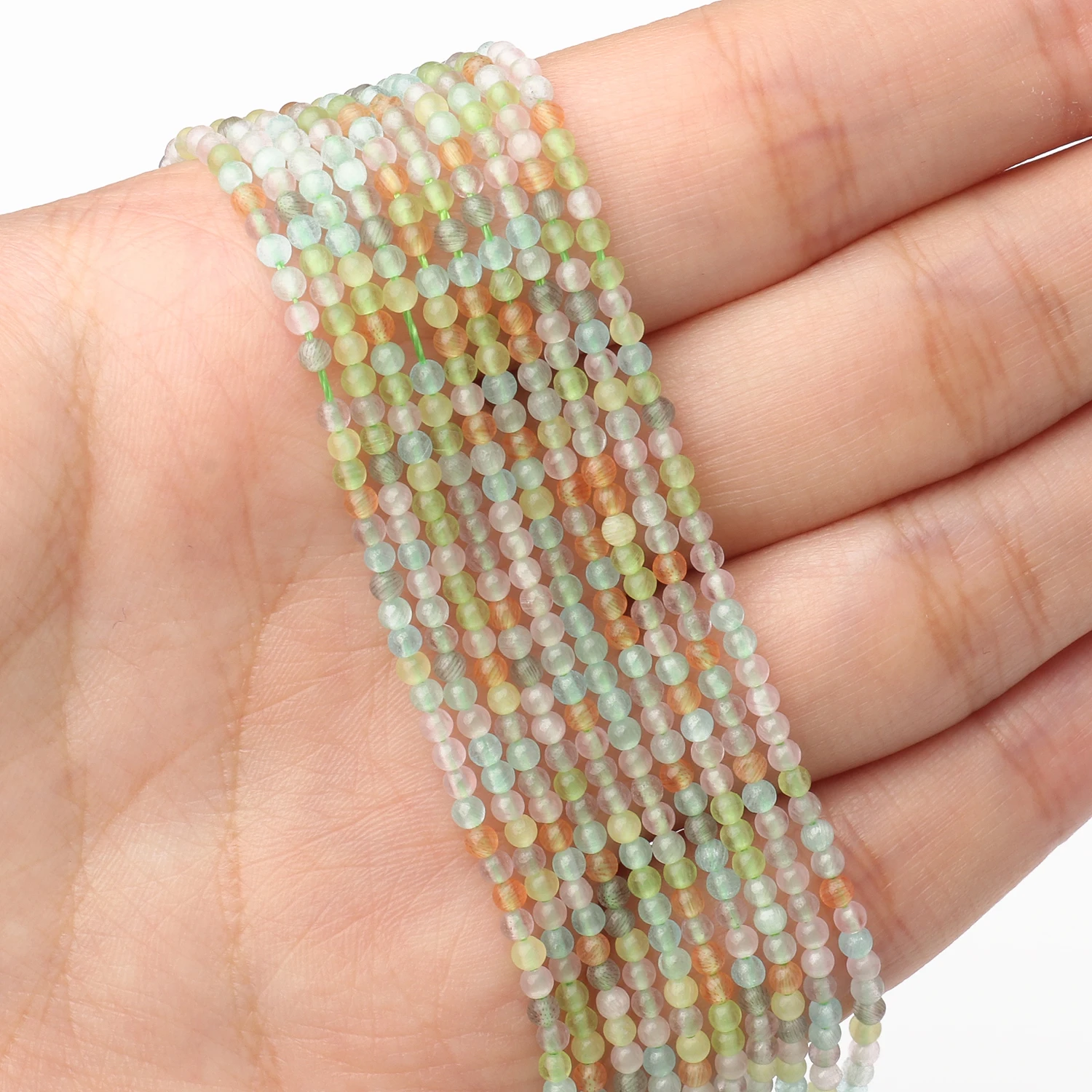 حبات حجرية من العقيق متعدد الألوان لصنع المجوهرات ، عين القط الطبيعية ، خصر صغير ، فاصل فضفاض ، إكسسوارات أساور تصنعها بنفسك ، 2 * * #4