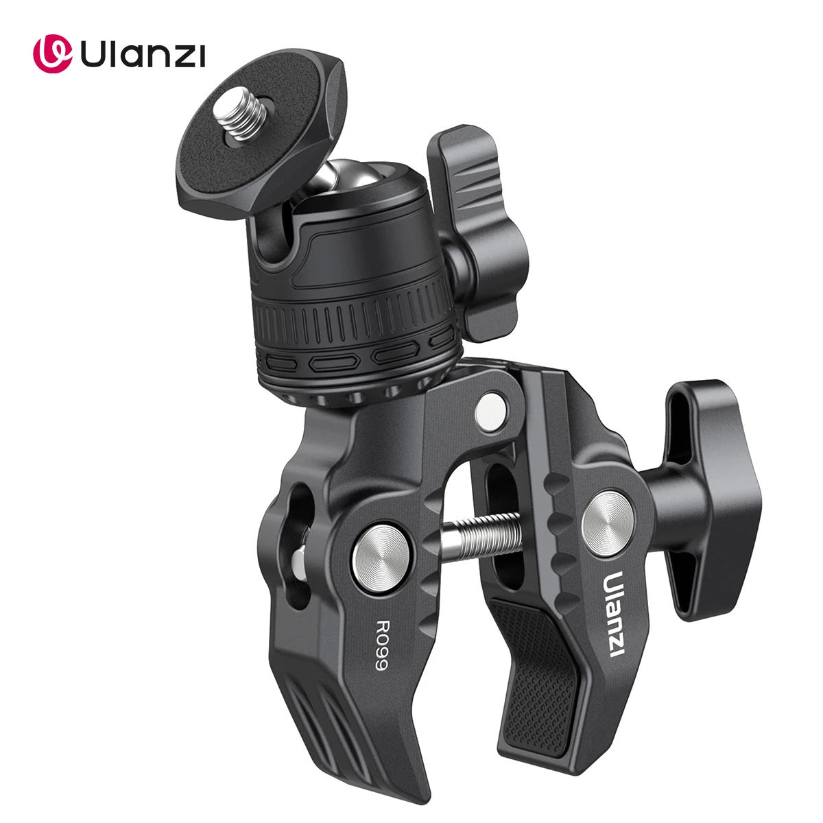 Ulanzi R099 Camera Super Clamp Mount with 360° Adjustable Mini Ball Head Magic Arm 1/4 Screw for DSLR Rig Monitor Motorcycle