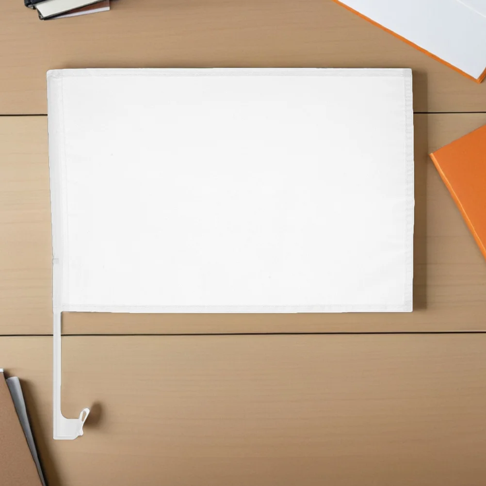 8Pcs Plain White Handheld Flags Fabric DIY Banners for Car Decorations Races Sports Events Outdoor Gatherings Gear