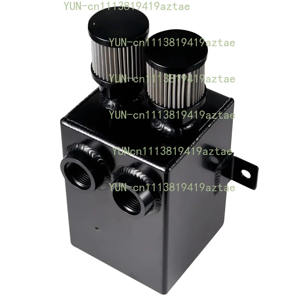 2L Baffled Aluminum Oil Catch Can Universal Oil Separator Tank with Breather Filter Drain