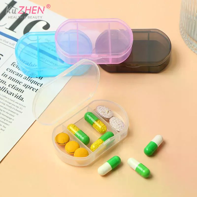 BPA-Free Food Grade Plastic Mini Portable Plastic 3 Grids Pill Storage Box Assorted Colors Compact Design For Travel Daily Use
