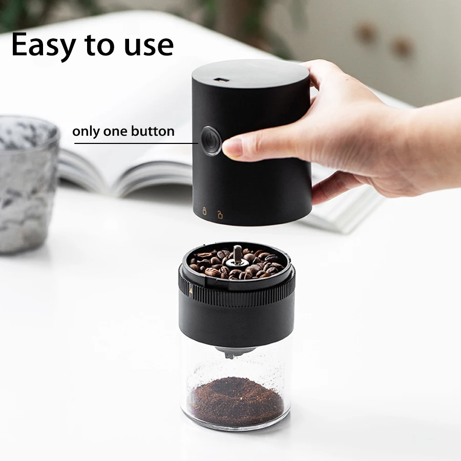 طاحونة القهوة الكهربائية المحمولة ، التلقائي نوع C USB قابلة للشحن ، طاحونة لدغ السيراميك