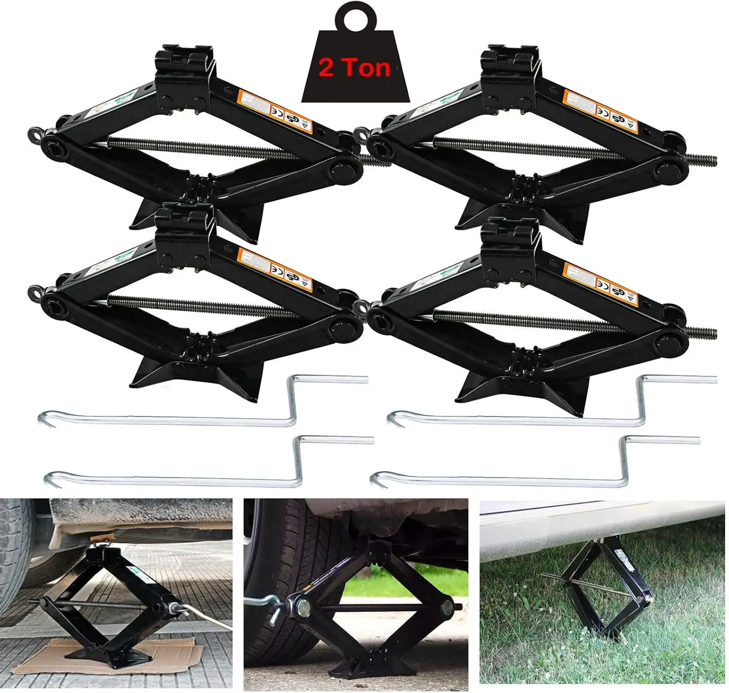 

4pcs 2 Ton Portabel Car Scissor Jack Max Extend to 384mm Max Load 4000lbs Capacity for Tire Change Car Jacks Rust Proof with Han