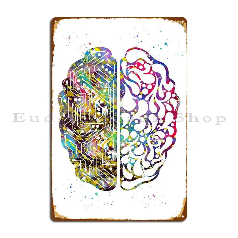Artificial Intelligence Brain Anatomy Metal Sign Character Wall Decor Bar Cave Designing Pub Mural Tin Sign Poster
