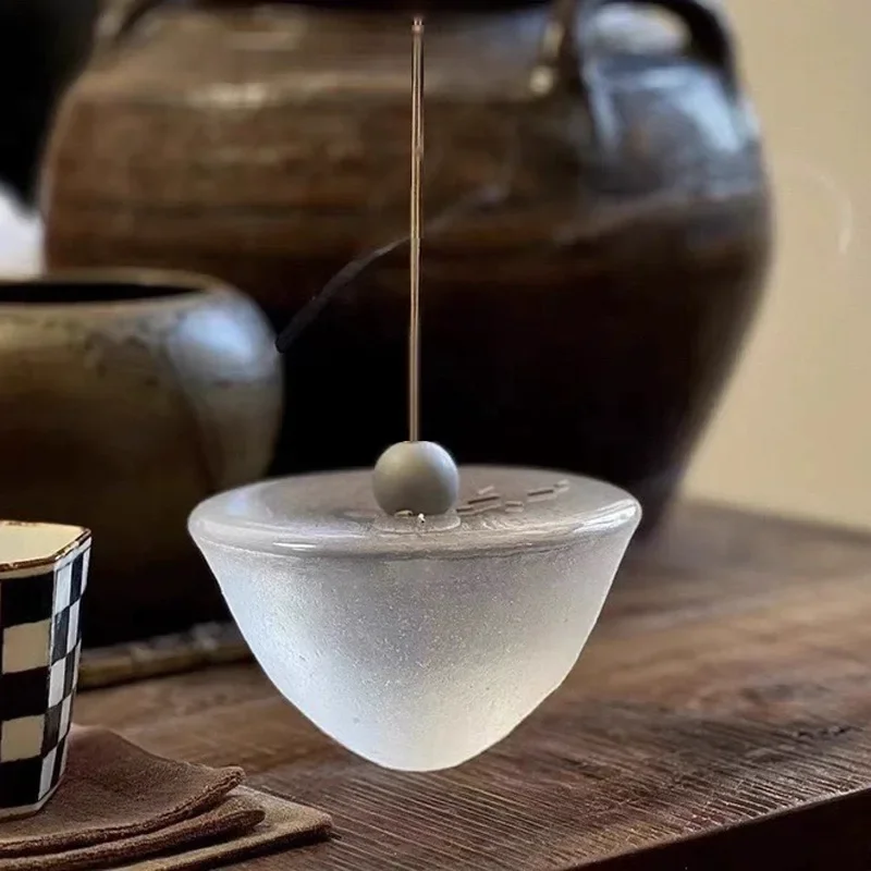 Japanese handmade glass fragrance with inserted glass fragrance, Zen meditation tea ceremony, tea set accessories, incense table