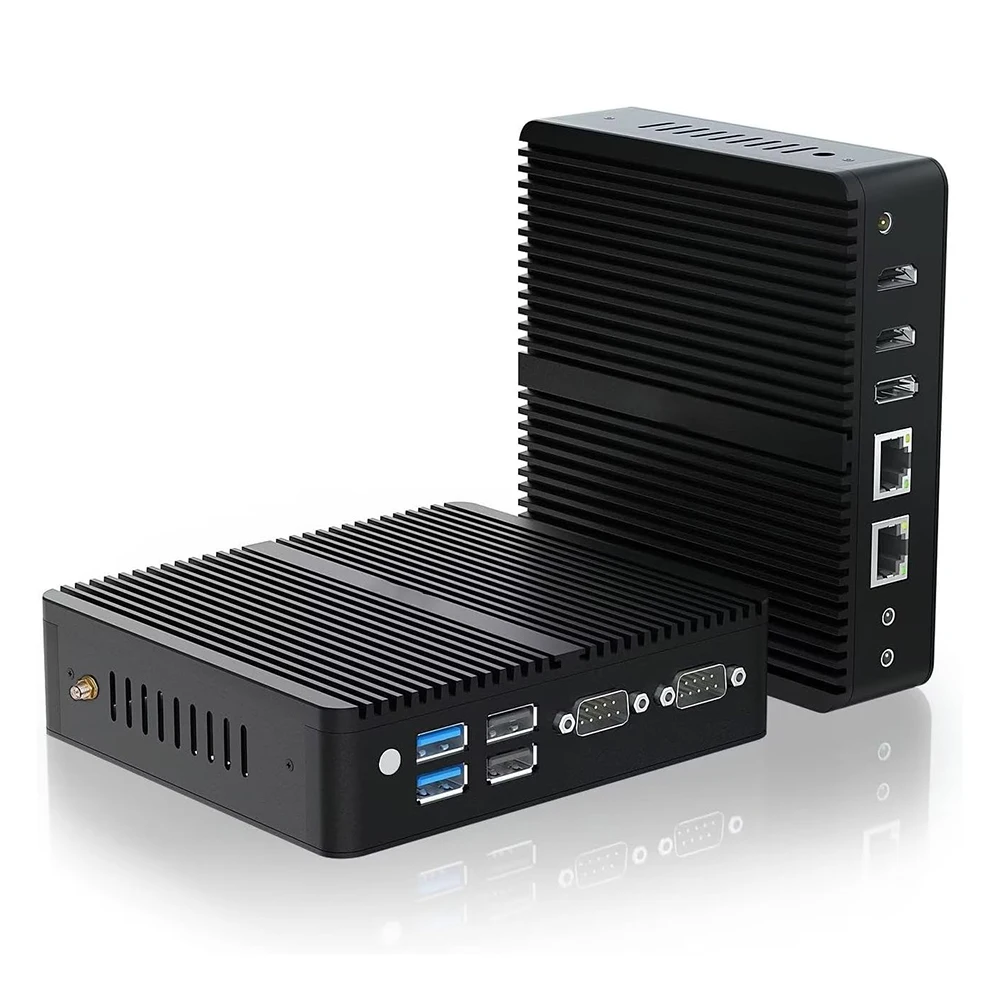 Industrial Fanless Mini Computer 2xRS232 COM Linux Ubuntu 3xHD Triple Displays 2xLan Intel N95 Business Office Desktop Mini PC