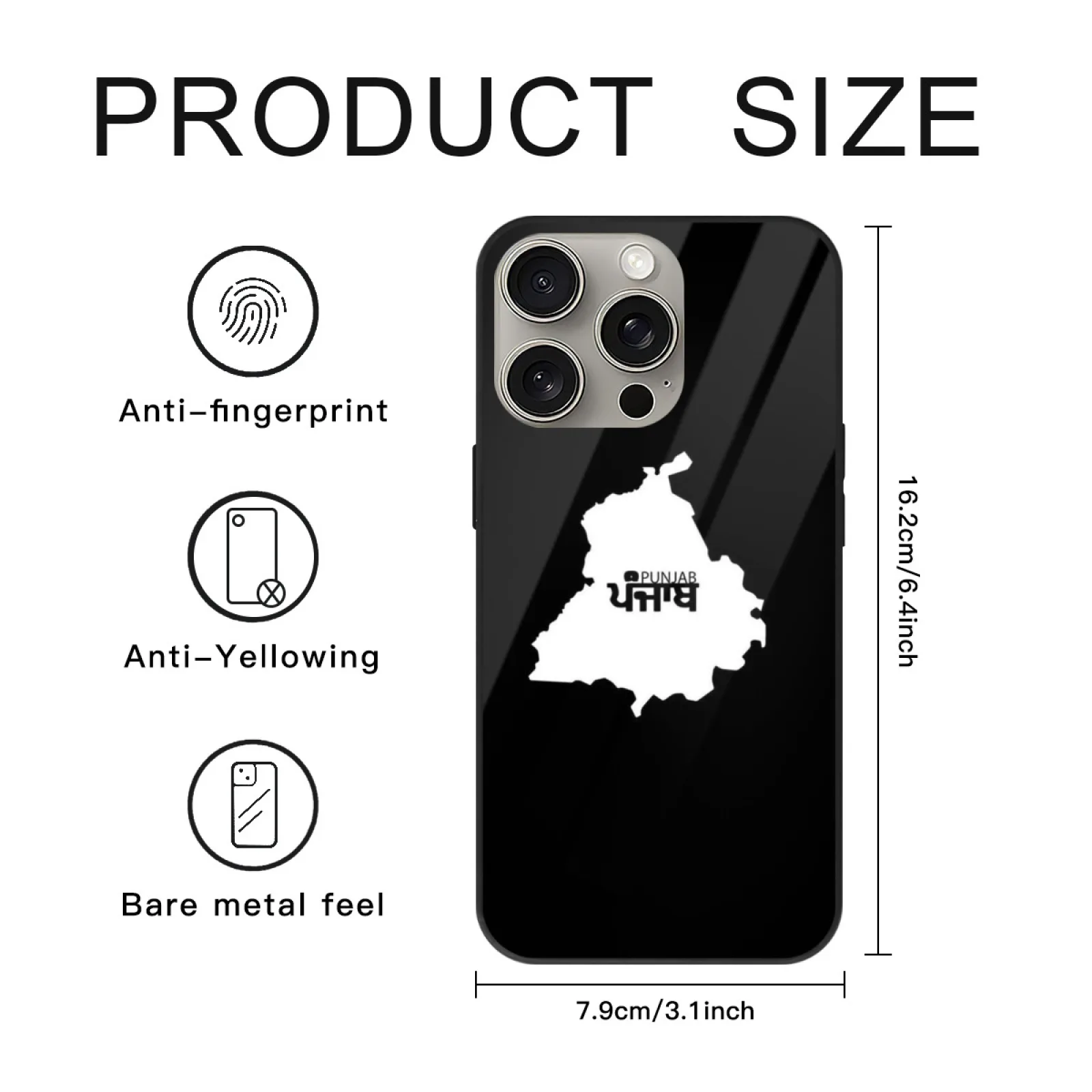 حافظة هاتف البنجاب لهاتف آيفون 16 برو ماكس 15 14 13 Mini 11 12 Xs Xr 7 8 حافظات سوداء البنجاب البنجاب الحب ملكة جمال Gurmukhi Chandigarh