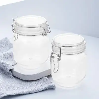 Pot de miel transparent, bouteilles hermétiques, pots de confiture en plastique, stockage de Caviar, Surface lisse, bords arrondis, pot hermétique pratique, 2 pièces