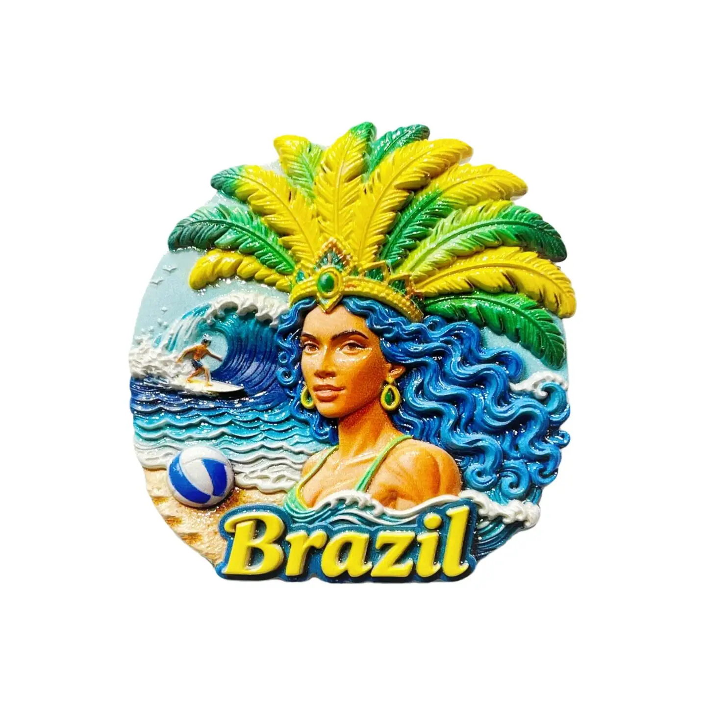 South American Brazil Creative Ocean Style Samba Dancing Girl Travel Souvenir 3D Decorative Magnetic Refrigerator Sticker