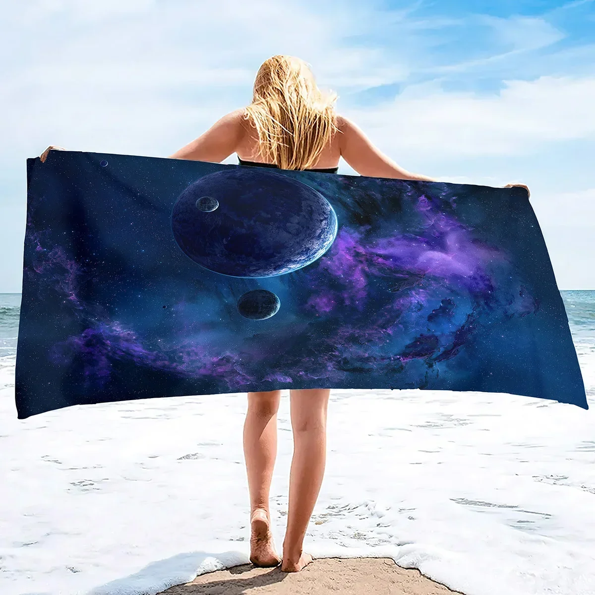Outer Space Beach Towel for KidsMicrofiber Pool Towel Absorbent Quick Dry Beach Towel Sand Free Blanket for Bath Sport Travel