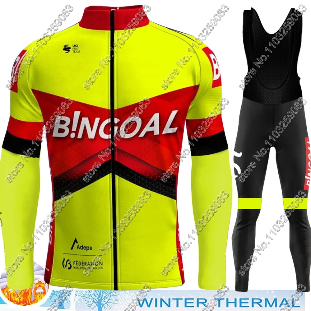 2024 Bingoal WB Team Cycling Jersey Set Long Sleeve Winter Belgium Cycling Clothing Bike Thermal Jacket Suit Pants Bib MTB Ropa