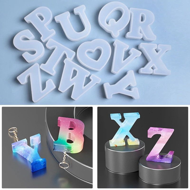 26 English Alphabet Letters Silicone Mold DIY Handmade Pendant Jewelry Creative Epoxy Resin Molds Trays House number ornaments