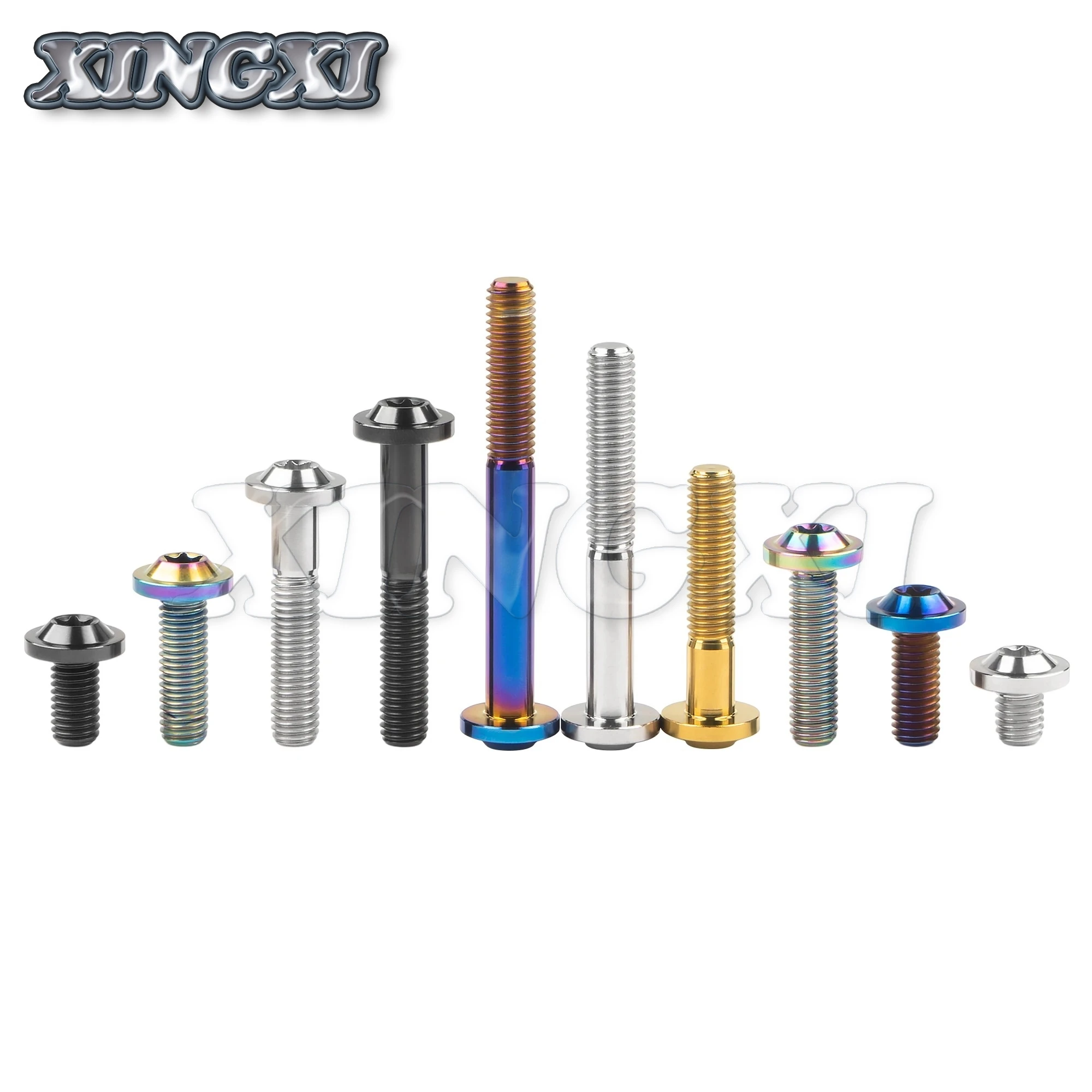 Xingxi 5 Chiếc M8 Ti Titan Bu Lông M8x10 15 20 25 30 35 40 50 60 70Mm T40 Torx đầu Vặn Ốc Bu Lông Titan Khóa 5 Màu