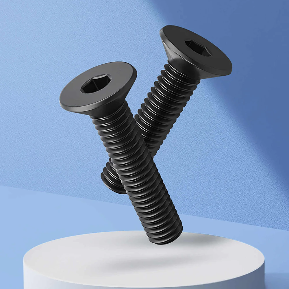 M1.6 M2 M2.5 M3 Countersunk Allen Screw Black Grade 12.9 Carbon Steel Hex Socket Flat Head Bolt Length 3/4/5/6/8/10-60mm