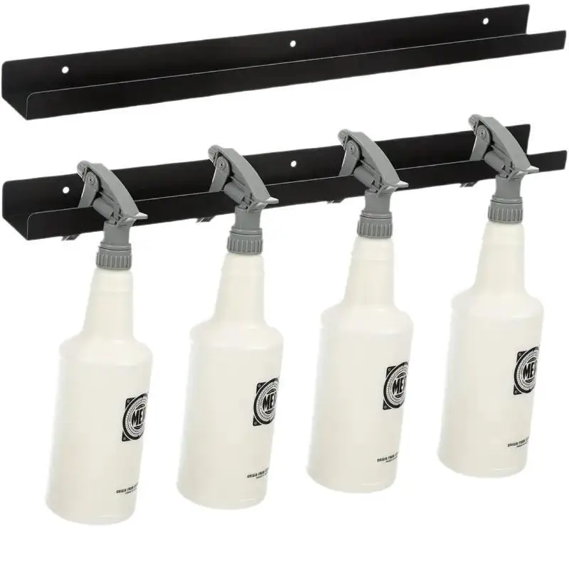 Detail Spray Bottle Holder Universal Wall Mounted Sturdy Black Iron Metal Storage Rack for Car Care Products Organization