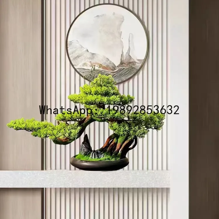 

X-22 artificial welcoming pine bonsai - green plant, potted plant for living room, tv cabinet, new chinese style ornament