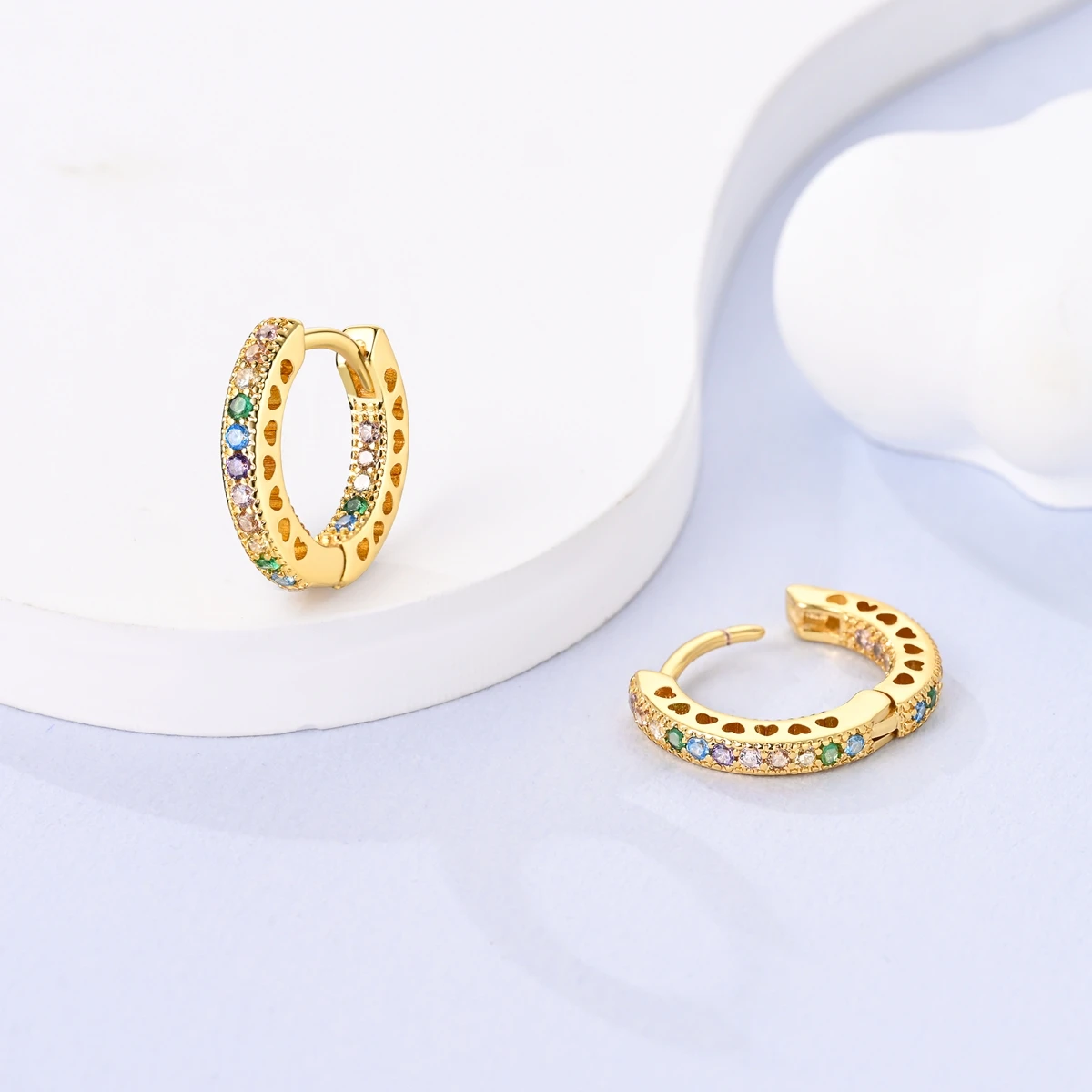 

Original 925 Sterling Silver Hoop Earring Gold Color Sparkling Earring Wedding Party Woman Jewelry
