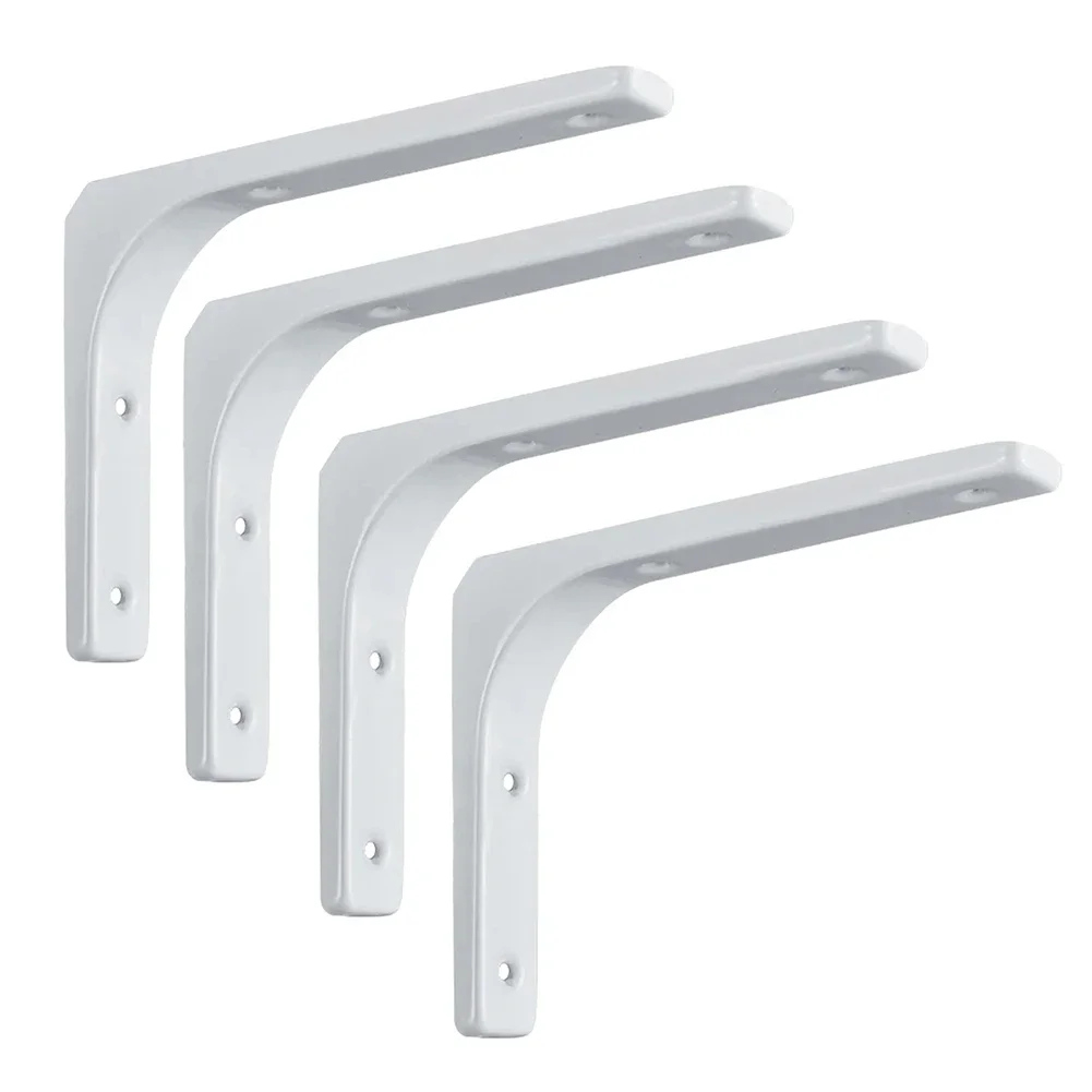 Effortless Installation L Shaped Steel Brackets for DIY Furniture Wall Mount Shelf Supports (Black/White/Silver)