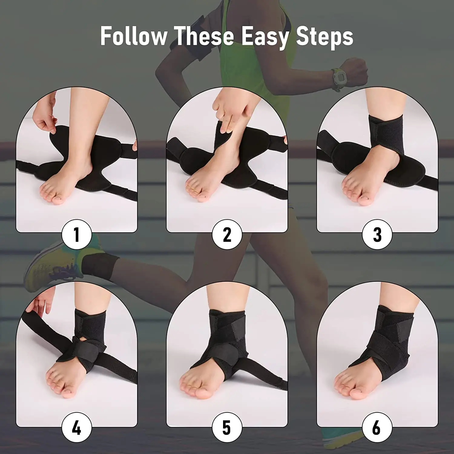 Ankle Support Adjustable Ankle Brace Wrap Strap for Achilles Tendonitis Ligament Damage Plantar Fasciitis Injury Recovery