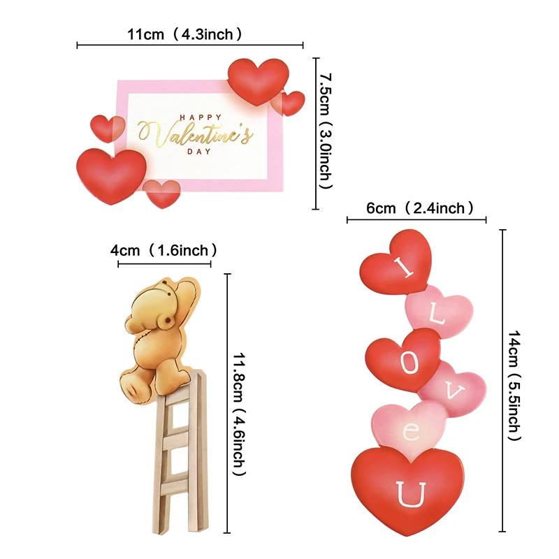 Heart Bear Cake Topper Toppers Flag I Love You Happy Valentine\'s Day Anniversary Baking Cake Dessert DIY Decor Party Supplies
