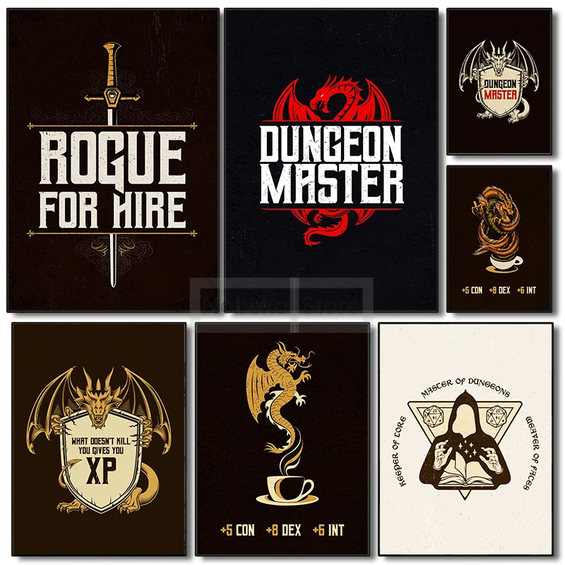 TRPG Lovers Game Masters Dungeon Roll Dragons Players Rogue Poster and Prints Canvas Painting Wall Art Pictures Home Room Decor