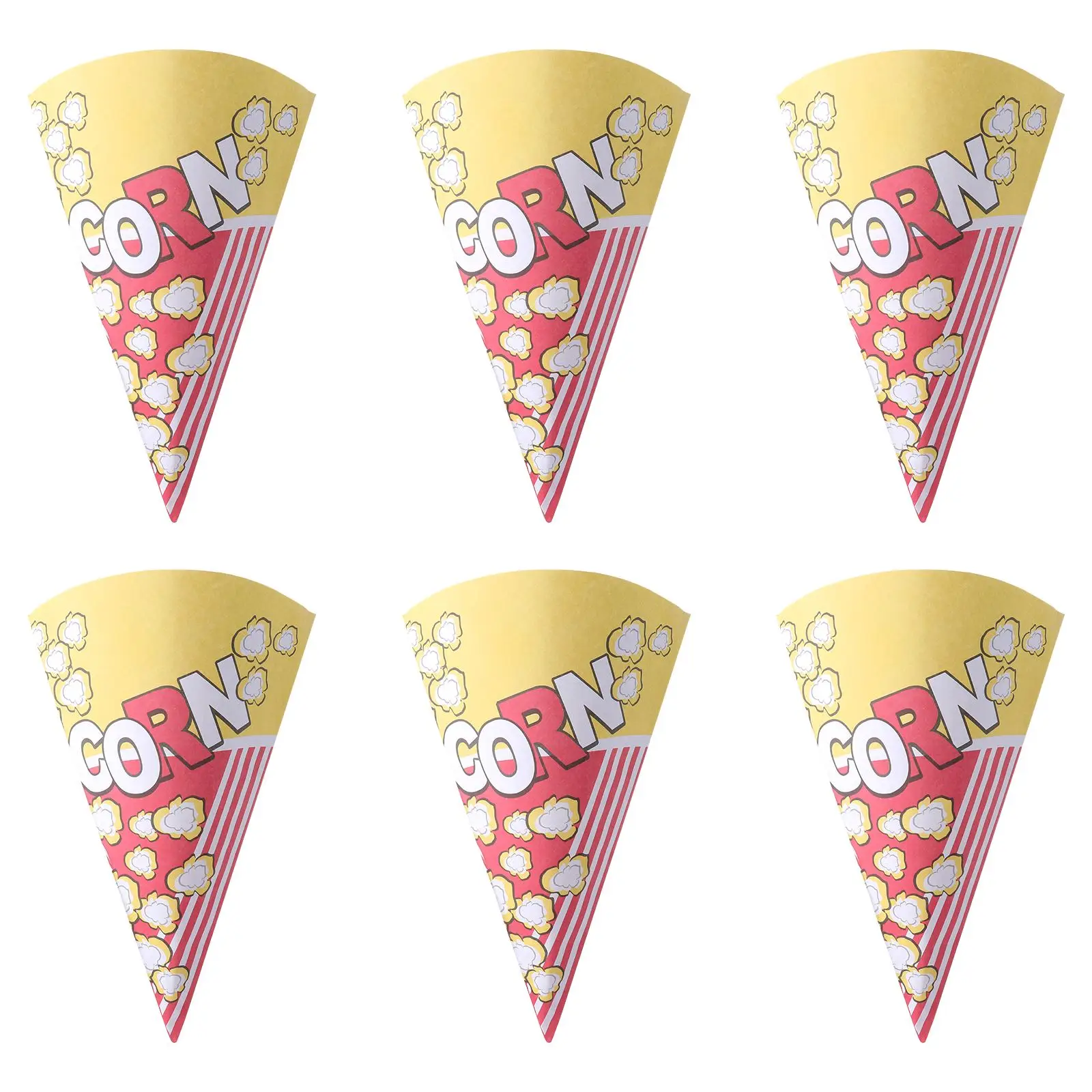 

50pcs Cone Shape Popcorn Paper Bags with Tapered Tips Multifunction Paper Treat Bags for Popcorn Candy Snack