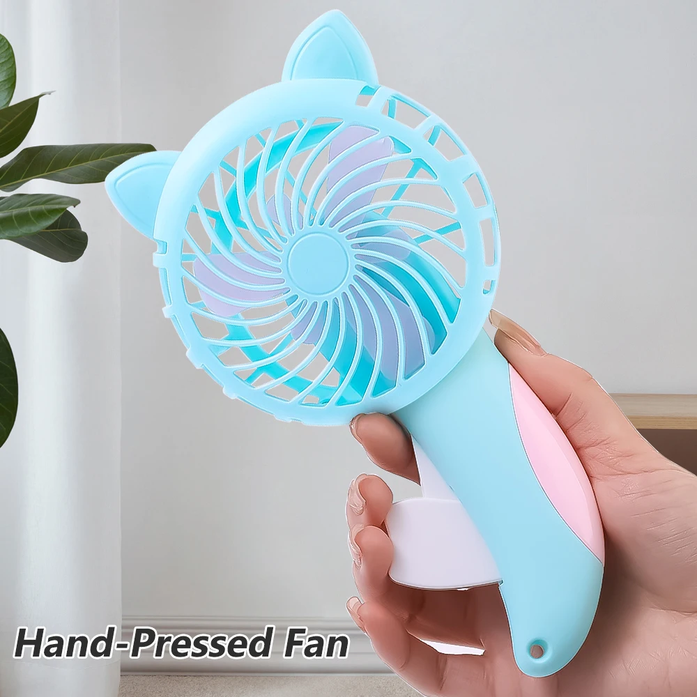 Cartoon Hand-Pressed Hand-Cranked Small Fan Mini Student Portable Hand-Held Fan Manual Children's Fan Toys Summer Cooling Fan