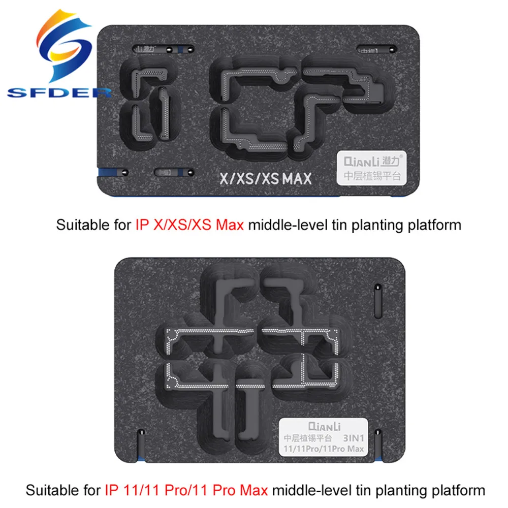Qianli BGA Stencil Reballing Planting Tin Platform For IPhone X XS 11 11Pro Max 12 13 14 series Motherboard Middle Layer Fixture
