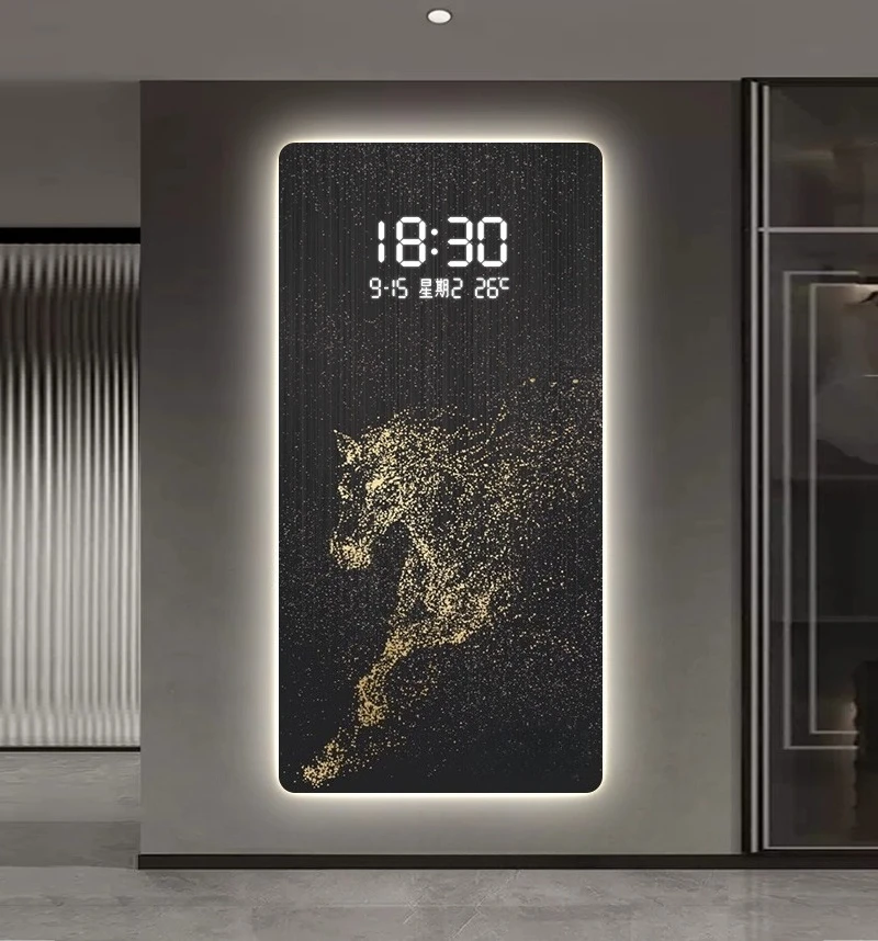 European Style Entrance Decoration Painting Wall Clock Creative Living Room Clock Mural Luxury Corridor Digital Hanging Painting